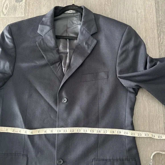 Vintage Loro Piana Mens Blazer Navy Blue Stripe Wool Suit Jacket Sport Coat 44L - Picture 11 of 14